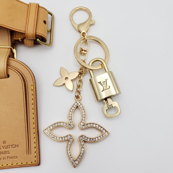 Authentic Louis Vuitton Luggage Nametag and Gold Padlock with Unbranded Keycharm - Picture 4 of 11